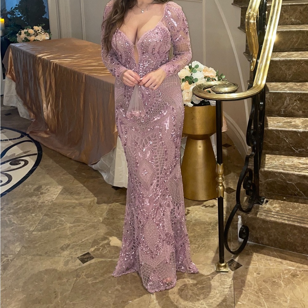Beaded Lavender Evening gown Lilac - Picture 4 of 14